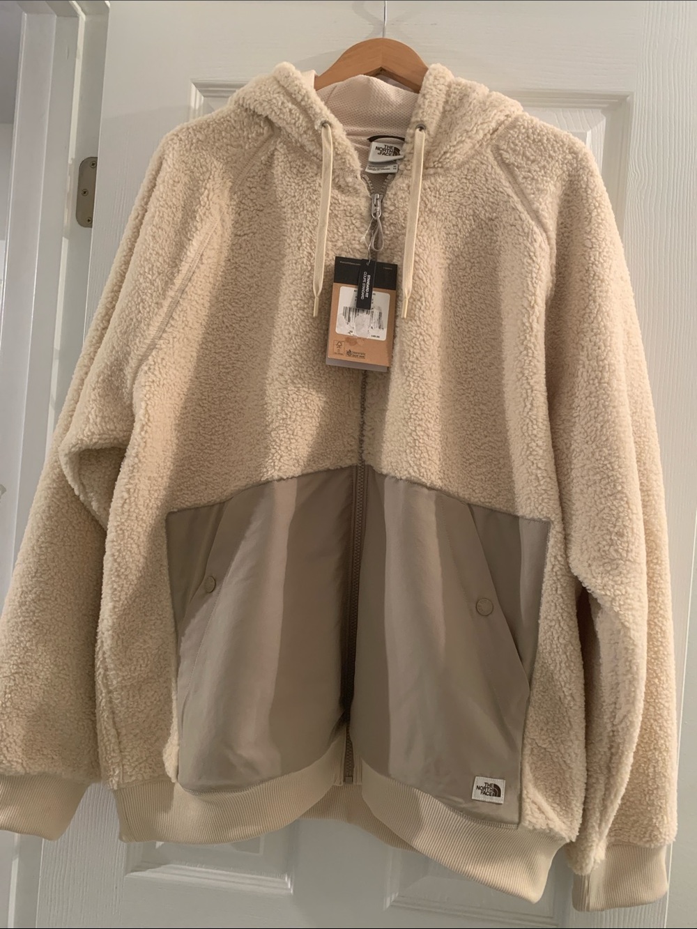 The North Face Cream Fleece Hooded Zip Jacket